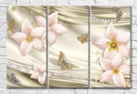 Картина Magic Color Pink flowers on a Beige background with butterflies (3517870)
