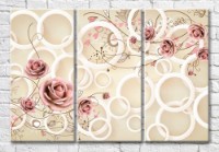 Картина Magic Color Pink flowers on a Beige background with mounds (3517867)
