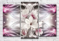 Картина Magic Color Pink magnolia on abstract waves background (3565205)