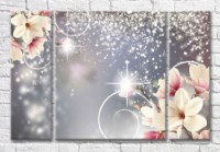 Картина Magic Color Pink magnolia on Gray shimmering background (3565177)