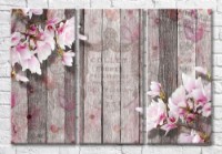 Картина Magic Color Pink magnolia on vintage plank background with lettering (3565126)