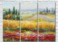 Картина Magic Color Plowed field and red-yellow flowers (3485212)
