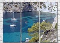 Pictură Magic Color Sailboats in a rocky bay (3469181)