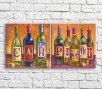 Картина ArtPoster Multicolored bottles with wine and on an Orange background (3478765)