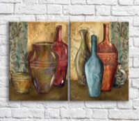 Pictură ArtPoster Multicolored vases and pots on an abstraction background (3478793)