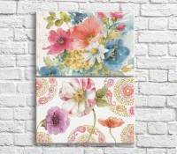 Pictură ArtPoster Multicolored wildflowers and patterns on a White background (3467857)