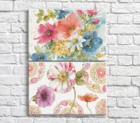 Картина ArtPoster Multicolored wildflowers and patterns on a White background (3467857)