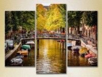 Картина Magic Color Triptych Amsterdam Canal Holland (2658423)