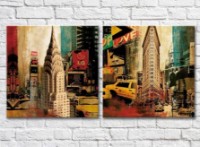 Pictură ArtPoster New York Building Yellow Cab Chrysler Building (2495216)