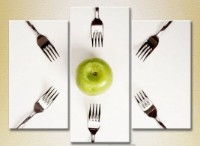 Pictură Magic Color Triptych Apple and Six Forks (2698743)