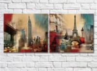 Pictură ArtPoster New York Eiffel Tower Empire State Building (2495234)