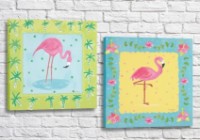 Картина ArtPoster Painted flamingos on light Green/Pink backgrounds (3451153)