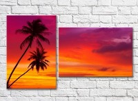 Картина ArtPoster Palm trees on the background of Pink sunset (3453838)