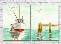 Pictură ArtPoster Picture of a moored boat to the pier (3453802)