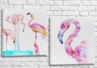 Pictură ArtPoster Pink painted flamingos (3451156)