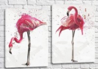 Pictură ArtPoster Pink painted flamingos in splashes (3451155)