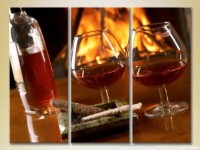 Pictură Magic Color Triptych Cognac, cigars, fireplace (2698656)