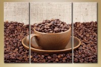 Pictură Magic Color Triptych Cup and coffee beans (1547282)