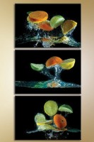 Pictură Magic Color Triptych Citrus on Black Background (1547277)