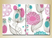Pictură ArtPoster Pink/Turquoise floral background 02 (2225818)