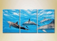 Pictură Magic Color Triptych Flock of Dolphins (2699009)