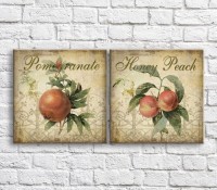Картина ArtPoster Pomegranate and peach on a Brown background with patterns (3478727)