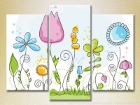 Pictură Magic Color Triptych Flowers (2229751)