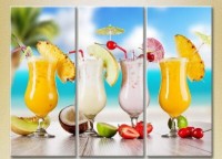 Pictură Magic Color Triptych Four Fruit Cocktails on the Beach (2698740)