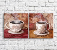 Картина ArtPoster Cup of hot coffee on a brick wall background (3478764)