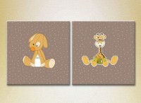 Картина ArtPoster Puppy and giraffe on Brown background (2225886)