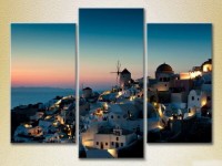 Pictură Magic Color Triptych Greece, morning in Santorini (2658449)