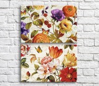 Картина ArtPoster Colorful multicolored flowers and butterflies on a Beige background 2 (3467848)