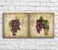 Картина ArtPoster Red and White grapes on Brown background (3478749)