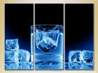 Pictură Magic Color Triptych Ice cubes in a glass (2698665)