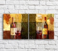 Картина ArtPoster Red wine bottle and glass in vintage style (3478718)
