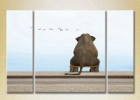 Pictură Magic Color Triptych Elephant on the bench (2699001)
