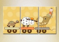 Картина Magic Color Triptych Elephant, Sheep and Turtle (2229687)