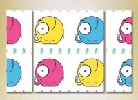 Картина Magic Color Triptych Elephants and Flowers (2229717)