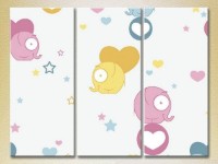 Pictură Magic Color Triptych Elephants and Hearts (2229692)