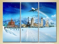 Картина Magic Color Triptych Monuments of world architecture on a winter background (2658496)