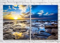 Pictură ArtPoster Rocky seashore at sunrise (3453750)