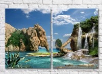 Картина ArtPoster Rocky waterfall in the sea (3453827)