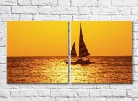 Pictură ArtPoster Sailing boat at sunset (3453848)