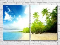 Картина ArtPoster Sea and beach with palm trees (3453778)