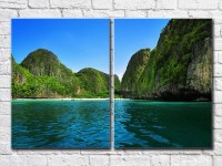 Pictură ArtPoster Sea and Green rocks (3453760)