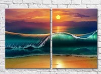 Pictură ArtPoster Sea wave at sunset background (3453762)
