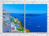 Pictură ArtPoster Ships off the coast of Thira (3453747)