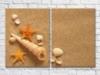 Pictură ArtPoster Starfish and seashells on the sandy beach (3453768)