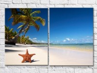 Картина ArtPoster Starfish on the beach with palm trees (3453764)
