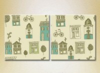 Pictură ArtPoster Texture houses and bicycles 02 (2225884)